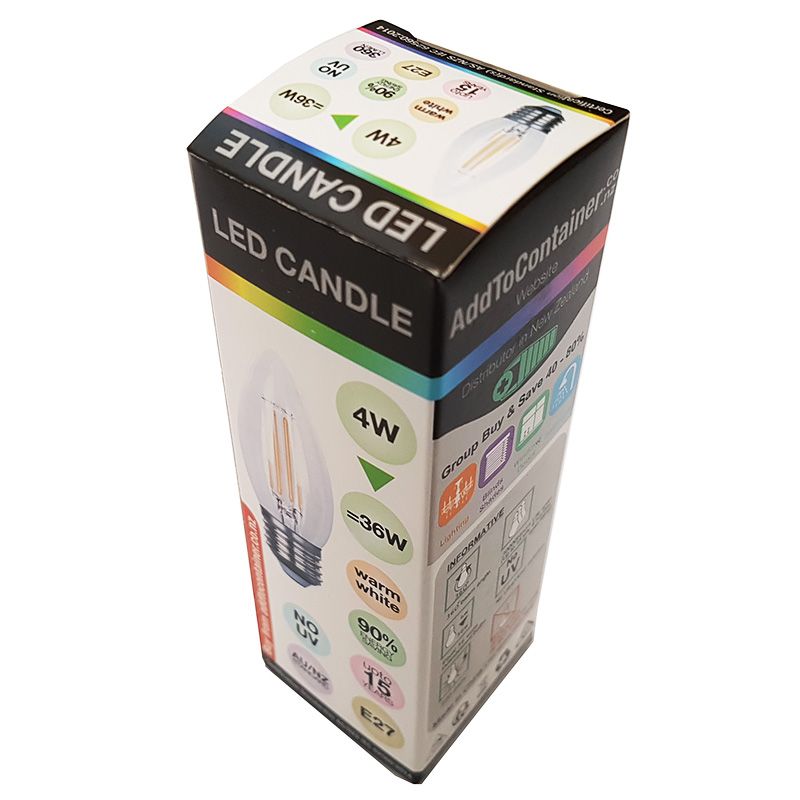 4W LED Filament Candle Bulb E27 Screw